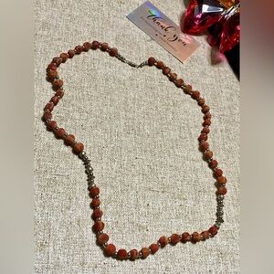 🧿Vintage Elegant Beaded Necklace in Red and Silver  Amulet 🧿
